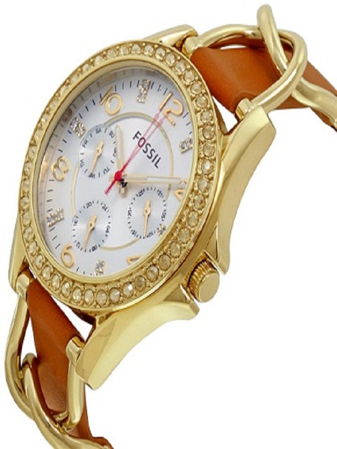 Fossil Riley Multifunction White Dial Orange Leather Strap Watch for Women - ES3723 Authentic Buy Shop Now