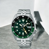 Seiko 5 Sports SKX GMT Automatic Green Dial Silver Steel Strap Watch For Men - SSK035K1 Authentic Buy Shop Now