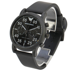 Emporio Armani Luigi Chronograph Black Dial Black Leather Strap Watch For Men - AR11133 Authentic Buy Shop Now