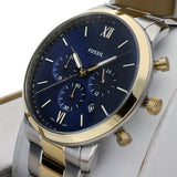 Fossil Neutra Chronograph Blue Dial Two Tone Steel Strap Watch for Men - FS5706 Authentic Buy Shop Now