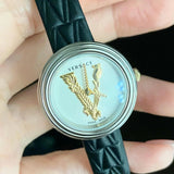 Versace Virtus Quartz White Dial Black Leather Strap Watch For Women - VET300421 Authentic Buy Shop Now