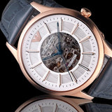 Emporio Armani Meccanico Automatic White Dial Blue Leather Strap Watch For Men - AR1947 Authentic Buy Shop Now