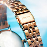 Fossil Jacqueline Analog Moonphase Mother of Pearl White Dial Rose Gold Steel Strap Watch for Women - ES5165 Authentic Buy Shop Now