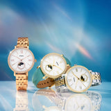 Fossil Jacqueline Analog Moonphase Mother of Pearl White Dial Green Leather Strap Watch for Women - ES5168 Authentic Buy Shop Now