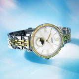 Fossil Jacqueline Analog Moonphase Mother of Pearl White Dial Two Tone Steel Strap Watch for Women - ES5166 Authentic Buy Shop Now