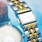 Fossil Jacqueline Analog Moonphase Mother of Pearl White Dial Two Tone Steel Strap Watch for Women - ES5166 Authentic Buy Shop Now