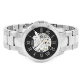 Fossil Grant Automatic Skeleton Black Dial Silver Steel Strap Watch for Men - ME3103 Authentic Buy Shop Now