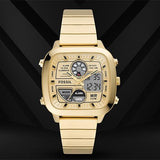 Fossil Retro Analog-Digital Gold Dial Gold Steel Strap Watch for Men - FS5889 Authentic Buy Shop Now
