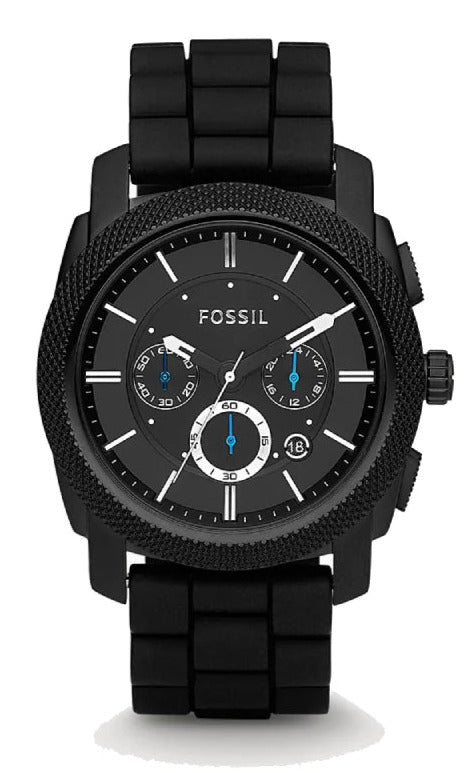 Fossil Machine Chronograph Black Dial Black Silicone Strap Watch for Men - FS4487 Authentic Buy Shop Now
