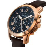 Fossil Grant Chronograph Blue Dial Brown Leather Strap Watch for Men - FS5068 Authentic Buy Shop Now
