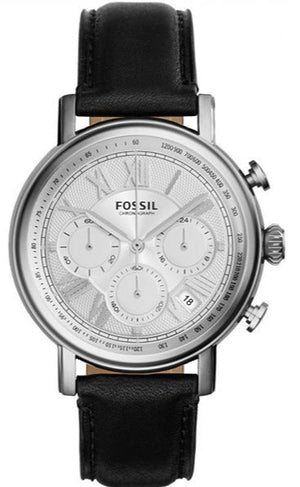 Fossil Buchanan Chronograph Silver Dial Black Leather Strap Watch for Men - FS5102 Authentic Buy Shop Now