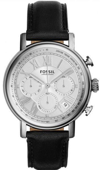 Fossil Buchanan Chronograph Silver Dial Black Leather Strap Watch for Men - FS5102 Authentic Buy Shop Now