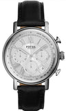 Fossil Buchanan Chronograph Silver Dial Black Leather Strap Watch for Men - FS5102 Authentic Buy Shop Now