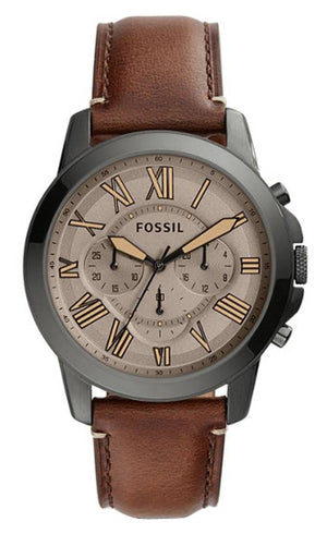 Fossil Grant Chronograph Brown Dial Brown Leather Strap Watch for Men - FS5214 Authentic Buy Shop Now