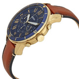 Fossil Grant Sport Chronograph Blue Dial Brown Leather Strap Watch for Men - FS5268 Authentic Buy Shop Now