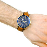 Fossil Grant Sport Chronograph Blue Dial Brown Leather Strap Watch for Men - FS5268 Authentic Buy Shop Now