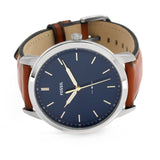 Fossil Minimalist Blue Dial Brown Leather Strap Watch for Men - FS5304 Authentic Buy Shop Now