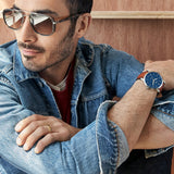 Fossil Minimalist Blue Dial Brown Leather Strap Watch for Men - FS5304 Authentic Buy Shop Now