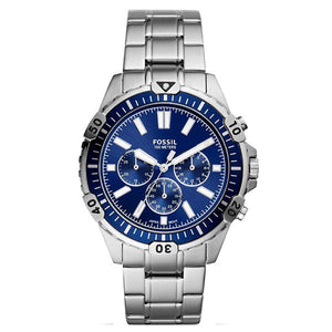 Fossil Garrett Chronograph Blue Dial Silver Steel Strap Watch for Men - FS5623 Authentic Buy Shop Now