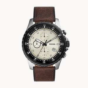 Fossil Dillinger Chronograph White Dial Brown Leather Strap Watch for Men - FS5674 Authentic Buy Shop Now