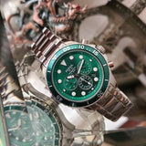Fossil FB-03 Chronograph Green Dial Silver Steel Strap Watch for Men - FS5726 Authentic Buy Shop Now