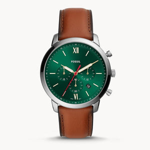 Fossil Neutra Chronograph Green Dial Brown Leather Strap Watch for Men - FS5735 Authentic Buy Shop Now