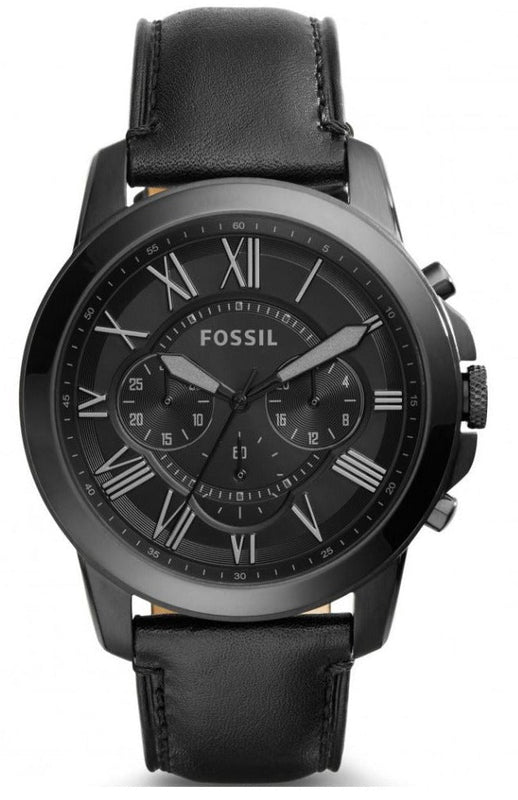 Fossil Grant Chronograph Black Dial Black Leather Strap Watch for Men - FS5132 Authentic Buy Shop Now