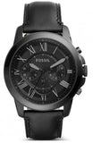 Fossil Grant Chronograph Black Dial Black Leather Strap Watch for Men - FS5132 Authentic Buy Shop Now