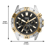 Fossil Garrett Analog Black Dial Two Tone Steel Strap Watch for Men - FS5771 Authentic Buy Shop Now