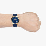 Fossil Neutra Chronograph Blue Dial Blue Leather Strap Watch for Men - FS5454 Authentic Buy Shop Now