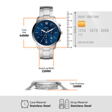 Fossil Neutra Chronograph Blue Dial Silver Steel Strap Watch for Men - FS5792 Authentic Buy Shop Now