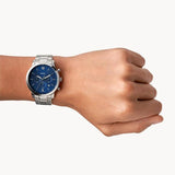 Fossil Forrester Chronograph Blue Dial Silver Steel Strap Watch for Men - FS5605 Authentic Buy Shop Now