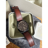 Fossil Everett Chronograph Black Dial Brown Leather Strap Watch for Men - FS5798 Authentic Buy Shop Now