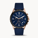 Fossil Forrester Chronograph Blue Dial Blue Leather Strap Watch for Men - FS5814 Authentic Buy Shop Now