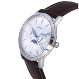 Fossil Neutra Minimalist Moonphase Silver Dial Brown Leather Strap Watch for Men - FS5905 Authentic Buy Shop Now