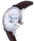 Fossil Neutra Minimalist Moonphase Silver Dial Brown Leather Strap Watch for Men - FS5905 Authentic Buy Shop Now