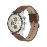 Fossil Sport Tourer Chronograph White Dial Brown Leather Strap Watch for Men - FS6042 Authentic Buy Shop Now