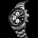Fossil Sport Tourer Chronograph Black Dial Silver Steel Strap Watch for Men - FS6045 Authentic Buy Shop Now