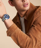 Fossil Sport Tourer Chronograph Blue Dial Silver Steel Strap Watch for Men - FS6047 Authentic Buy Shop Now