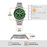 Fossil Sport Tourer Chronograph Green Dial Silver Steel Strap Watch for Men - FS6048 Authentic Buy Shop Now