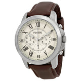 Fossil Grant Chronograph White Dial Brown Leather Strap Watch for Men - FS4735 Authentic Buy Shop Now