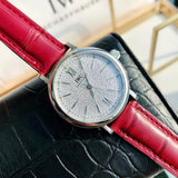 IWC Portofino Automatic Diamonds Silver Dial Red Leather Strap Watch for Women - IW357408 Authentic Buy Shop Now
