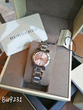 Burberry The City Diamonds Pink Dial Silver Steel Strap Watch for Women - BU9231 Authentic Buy Shop Now