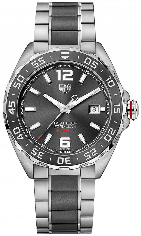 Tag Heuer Formula 1 Calibre 5 Anthracite Dial Two Tone Steel Strap Watch for Men - WAZ2011.BA0843 Authentic Buy Shop Now