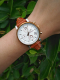 Fossil Boyfriend Chronograph White Dial Brown Leather Strap Watch for Women - ES3837 Authentic Buy Shop Now