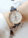Fossil Original Boyfriend Chronograph White Dial Navy Blue Leather Strap Watch for Women - ES3838 Authentic Buy Shop Now