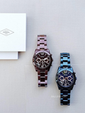 Fossil Perfect Boyfriend Multifunction Maroon Dial Maroon Steel Strap Watch for Women - ES4110 Authentic Buy Shop Now