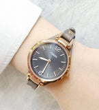 Fossil Georgia Smoke Grey Dial Grey Leather Strap Watch for Women - ES3077 Authentic Buy Shop Now