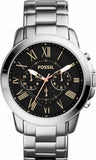 Fossil Grant Chronograph Black Dial Silver Steel Strap Watch for Men - FS4994 Authentic Buy Shop Now