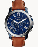 Fossil Grant Chronograph Blue Dial Brown Leather Strap Watch for Men - FS5151 Authentic Buy Shop Now